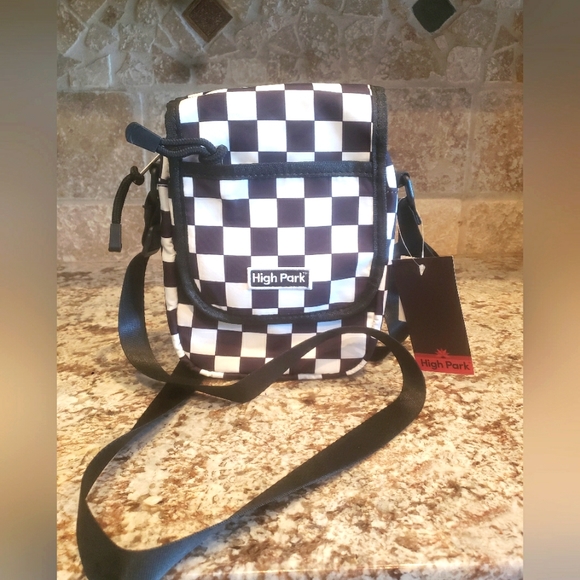 High Park Black and White Checkered Crossbody Bag - Picture 1 of 6